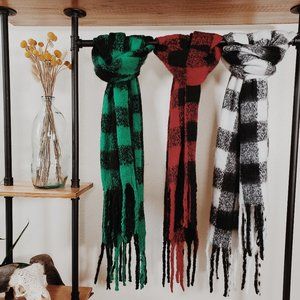 RED Oversized Buffalo Scarf